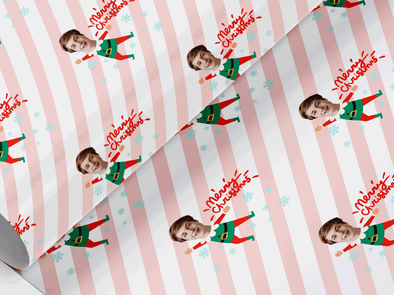 Personalised Christmas funny face photo elf Gift Wrap/Wrapping Paper