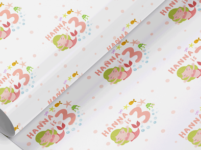 Personalised Kids Under the Sea Mermaid themed Gift Wrap/Wrapping Paper