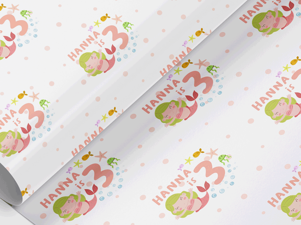 Personalised Kids Under the Sea Mermaid themed Gift Wrap/Wrapping Paper