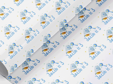 Personalised Kids Birthday Space themed Gift Wrap/Wrapping Paper