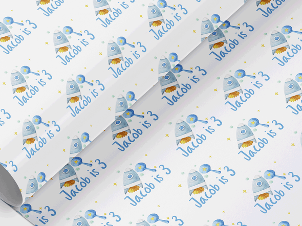 Personalised Kids Birthday Space themed Gift Wrap/Wrapping Paper