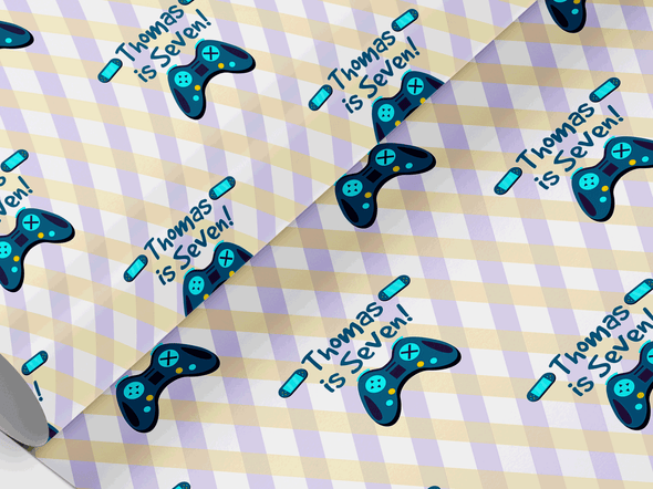 Personalised Kids Birthday game themed Gift Wrap/Wrapping Paper