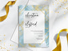 Personalised Blue and Gold Geometric Wedding Invitations with Envelopes