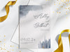 Personalised Dusty Blue Watercolor Wedding Invitations with Envelopes