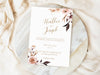 Personalised Rustic Floral Wedding Invitations with Envelopes