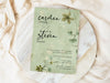 Personalised Sage Floral Wedding Invitations with Envelopes