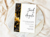 Personalised Black and Gold Wedding Invitations with Envelopes