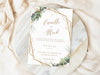 Personalised Sage Leaves and Gold Wedding Invitations with Envelopes