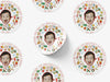 Personalised Round Christmas Photo Sticker Labels, party label, surprise party, holiday sticker