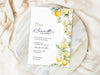 Personalised Lemon Floral Birthday Party Invitations with Envelopes