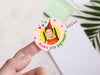 Personalised Round Birthday Photo Sticker Labels, party label, surprise party, custom birthday sticker
