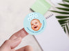 Personalised Round Baptism Photo Sticker Labels, Christening sticker, custom sticker