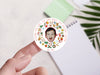 Personalised Round Christmas Photo Sticker Labels, party label, surprise party, holiday sticker