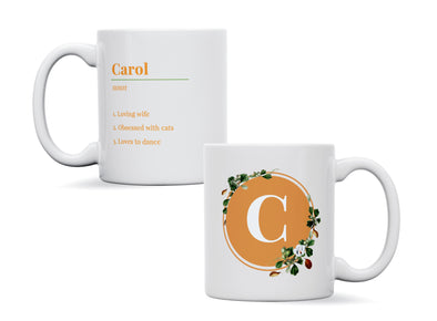 Personalised Definition Dictionary Initial Name Birthday Mug