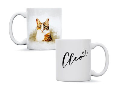 Personalised pet cat watercolor animal lover mug