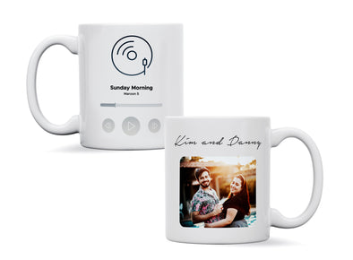 Personalised couple image song album mug