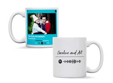 Personalised couple image song album mug