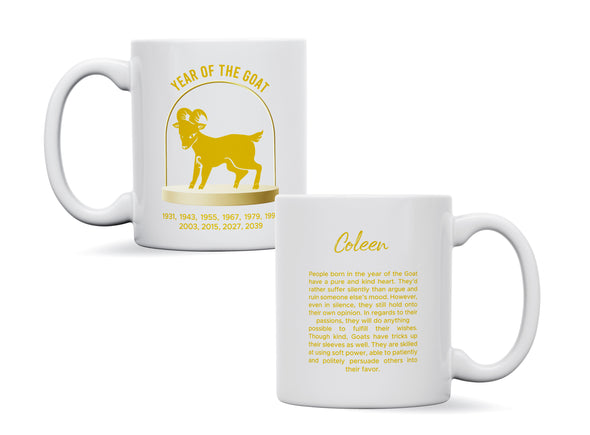 Personalised Chinese Horoscope Year of The Goat Zodiac Mug