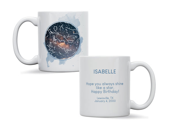Personalised Star map, Galaxy Night Sky Keepsake Gift mug