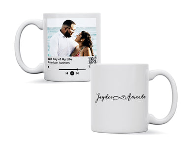 Personalised couple image song album mug