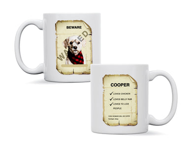 Personalised pet dog wanted mug