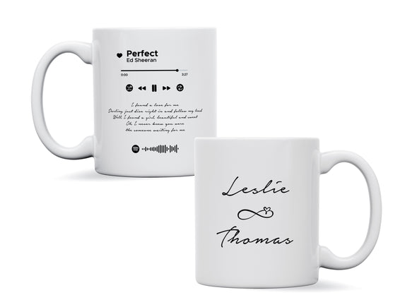 Personalised couple song album mug