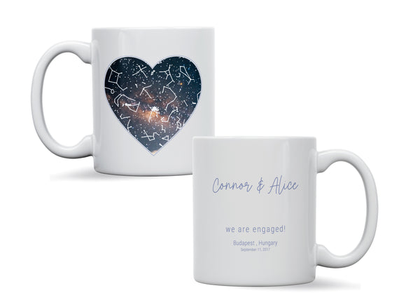 Personalised Star map engagement, Galaxy Night Sky Keepsake Gift mug