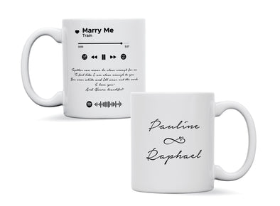 Personalised couple song album mug