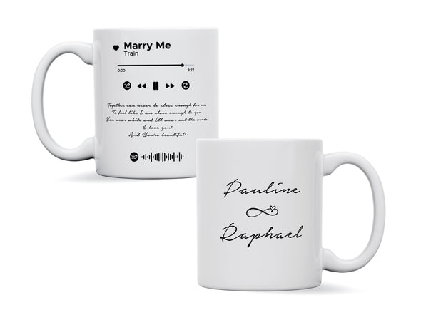 Personalised couple song album mug