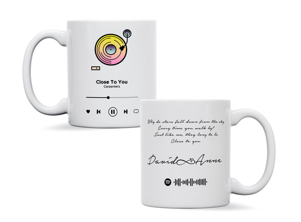 Personalised couple song album mug