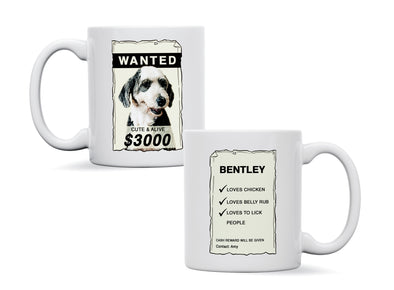 Personalised pet dog wanted mug