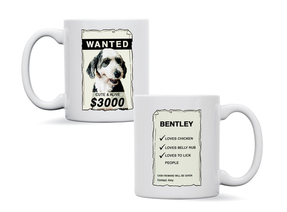 Personalised pet dog wanted mug