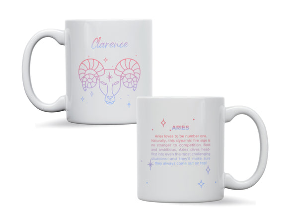 Personalised Zodiac star sign Aries mug, custom mug, birthday gift