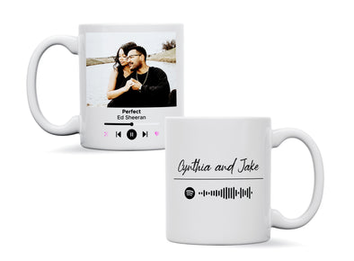 Personalised couple image song album mug