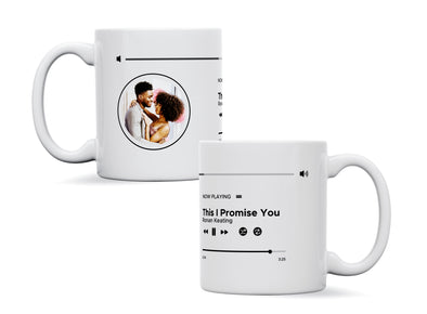 Personalised couple image song album mug