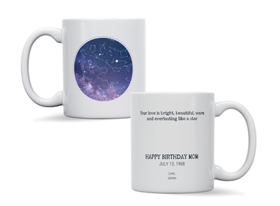 Personalised Star map happy birthday mom, Galaxy Night Sky Keepsake Gift mug