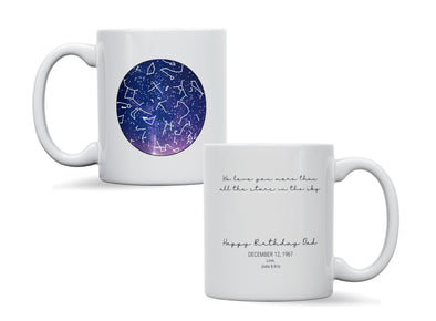 Personalised Star map happy birthday dad, Galaxy Night Sky Keepsake Gift mug