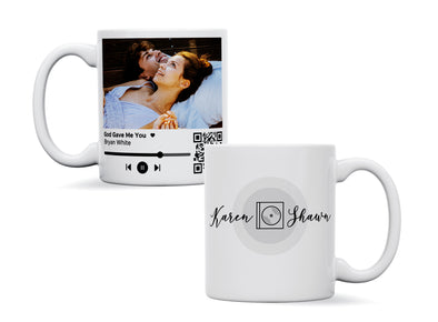 Personalised couple image song album mug