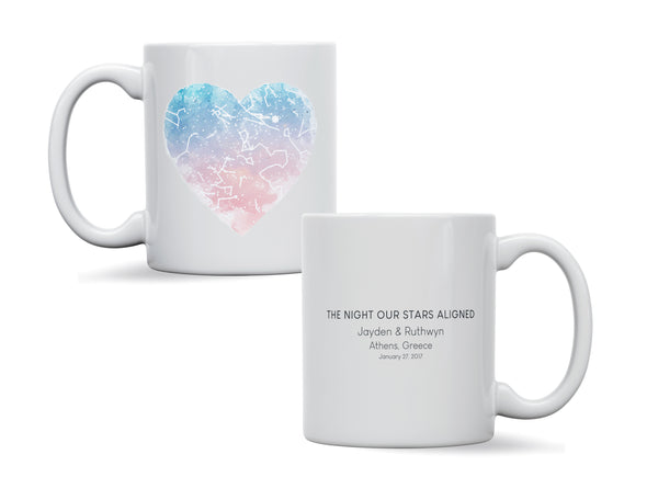 Personalised Star map the night our stars aligned, Galaxy Night Sky Keepsake Gift mug