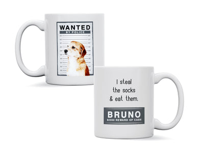 Personalised pet dog wanted mug