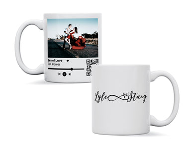 Personalised couple image song album mug