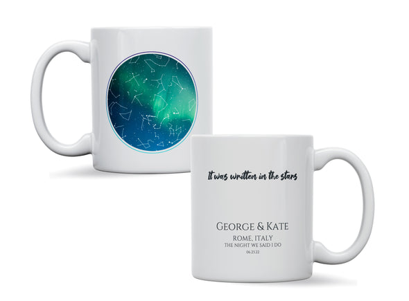 Personalised Star map wedding, Galaxy Night Sky Keepsake Gift mug