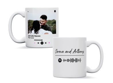 Personalised couple image song album mug