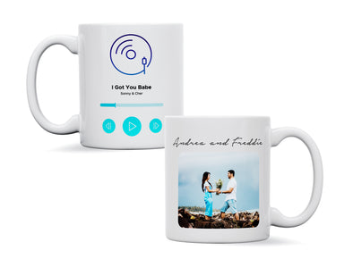 Personalised couple image song album mug