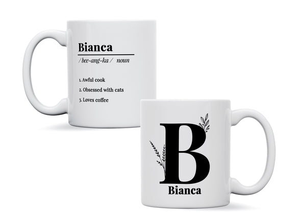 Personalised Definition Dictionary Initial Name Birthday Mug