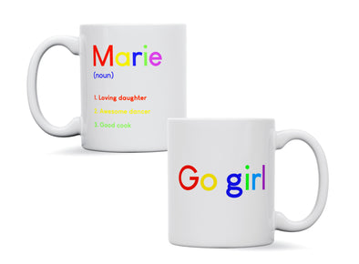 Personalised Go Girl Definition Initial Name Mug