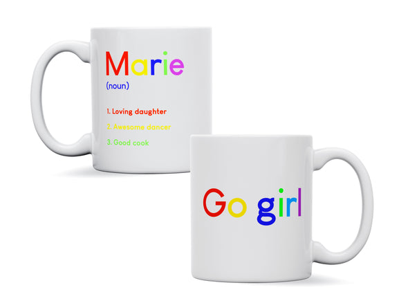 Personalised Go Girl Definition Initial Name Mug