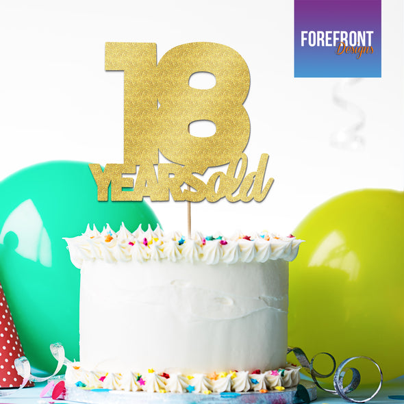 Personalised 18TH Birthday Custom glitter cake topper - Any wording/age - Forefrontdesigns