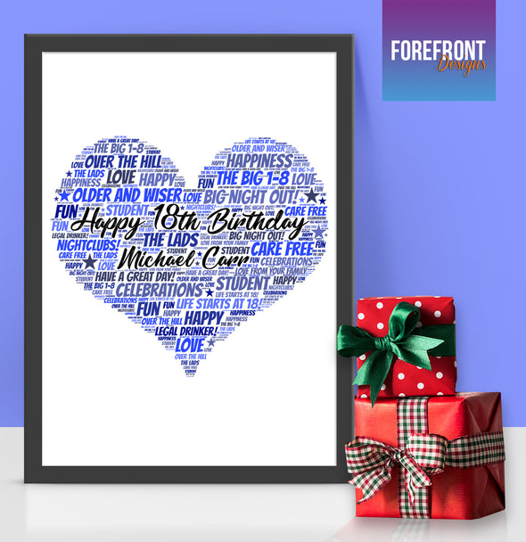 Personalised heart word art print - Forefrontdesigns