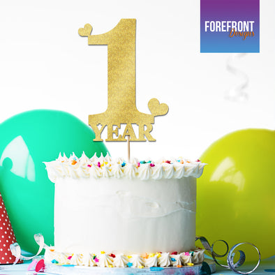 Personalised birthday cake topper - 1st birthday - Forefrontdesigns